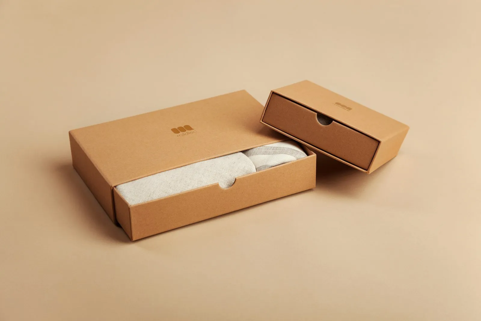 Brown cardboard box on a white table