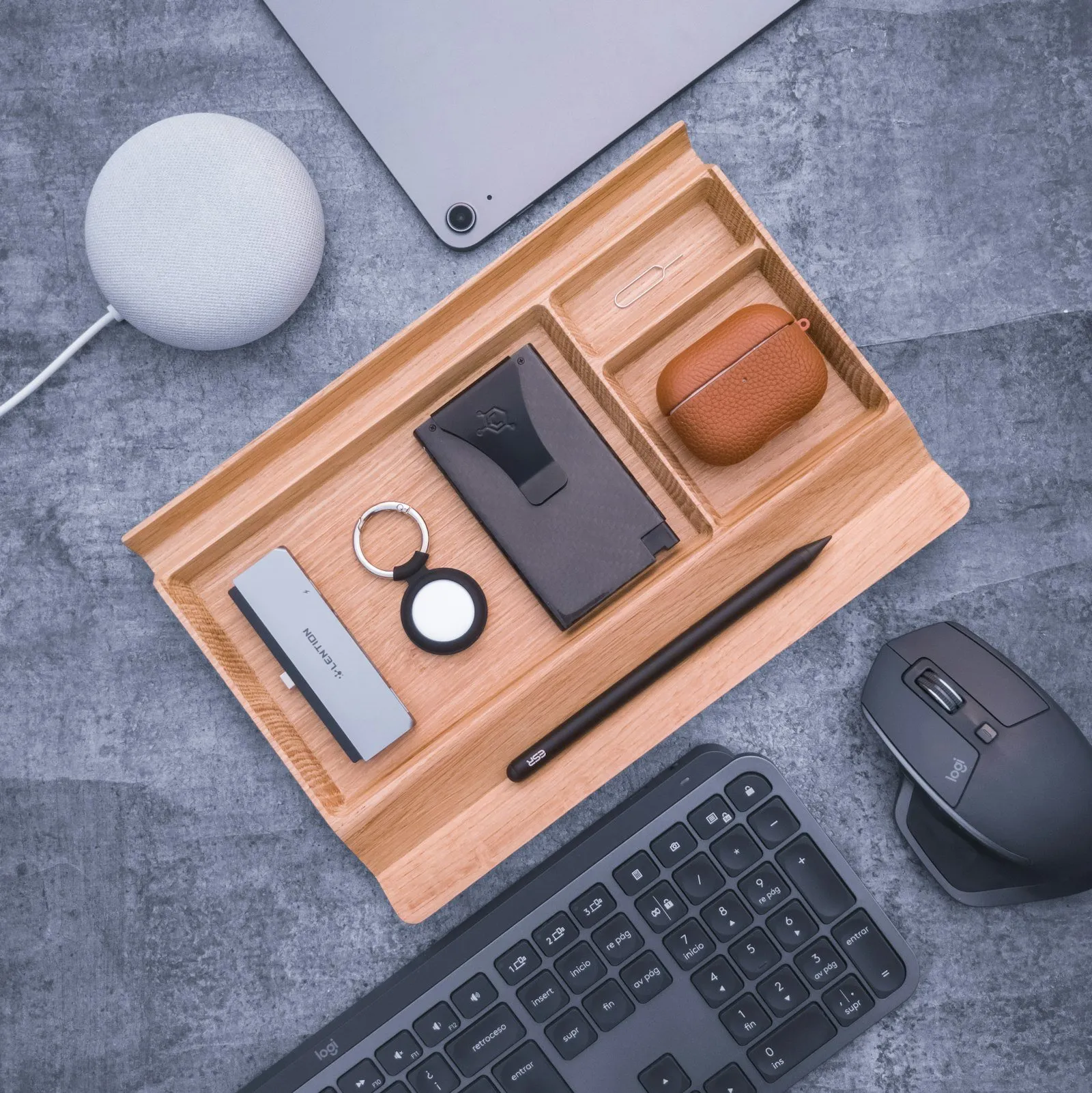 A wooden home organizer