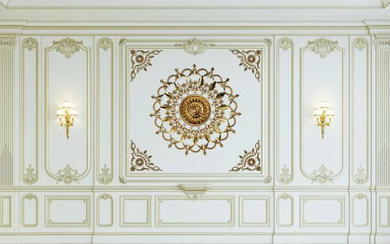 White Wainscot Gold Rosette
