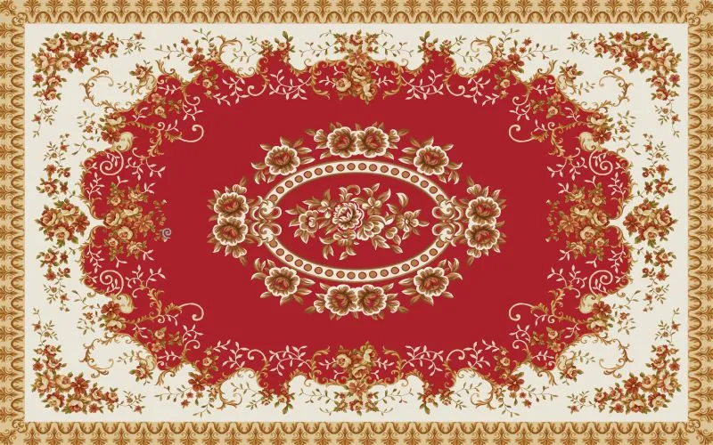 Red Rococo Carpet Medallion