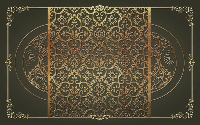 Olive Gold Damask Medallion