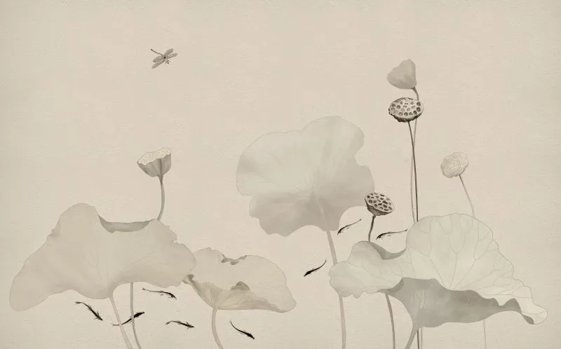 Ink Lotus Leaf Sketch