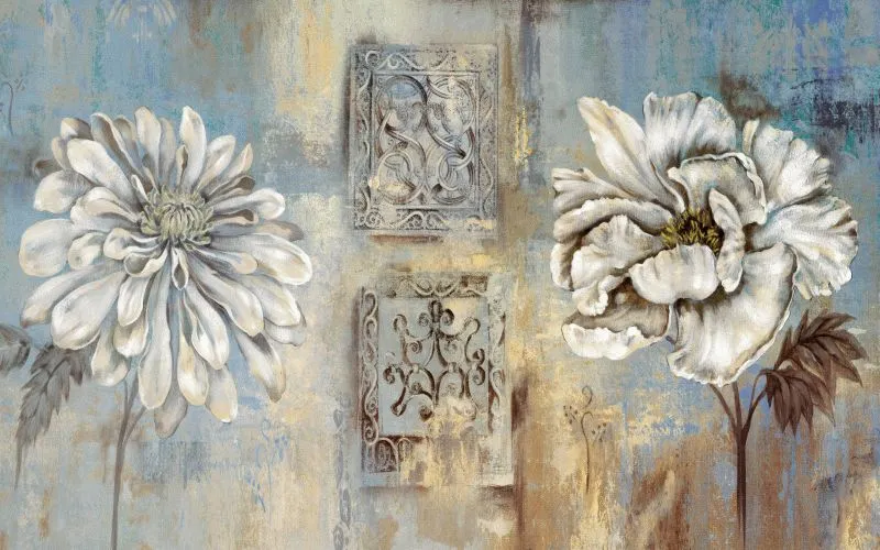 Silver Chrysanthemum Canvas