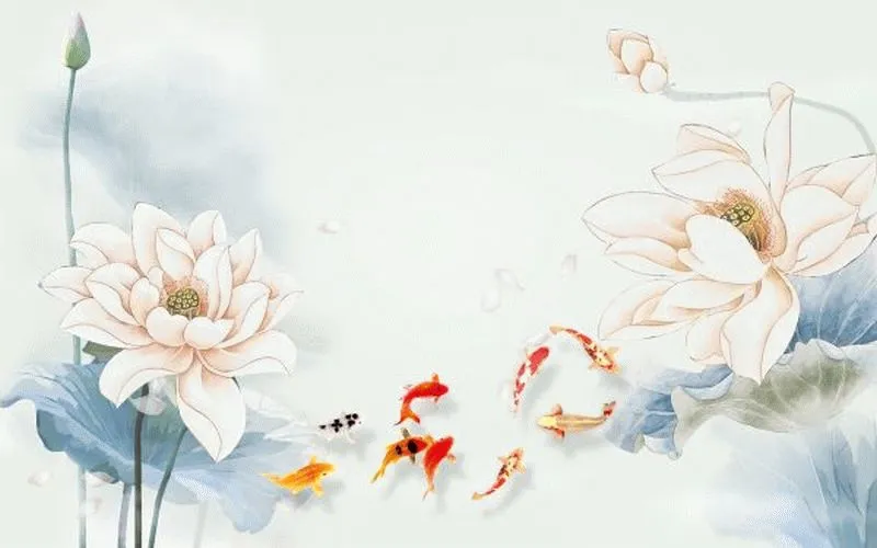 Watercolour Lotus Koi