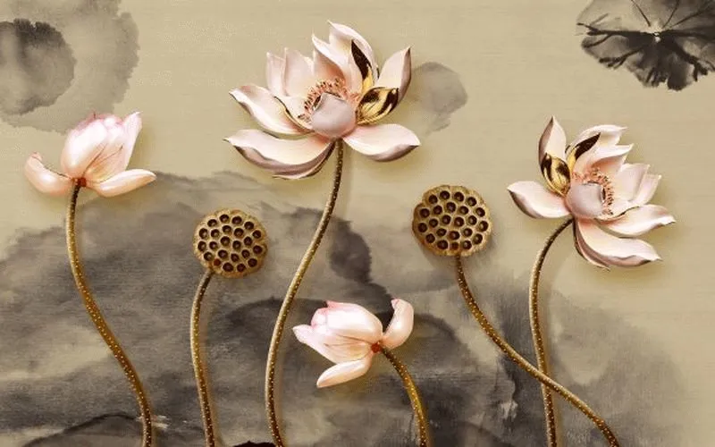 Blush Lotus Ink Wash