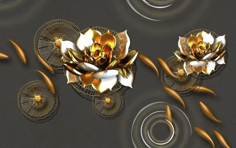 Gold Lotus Dark Ripples