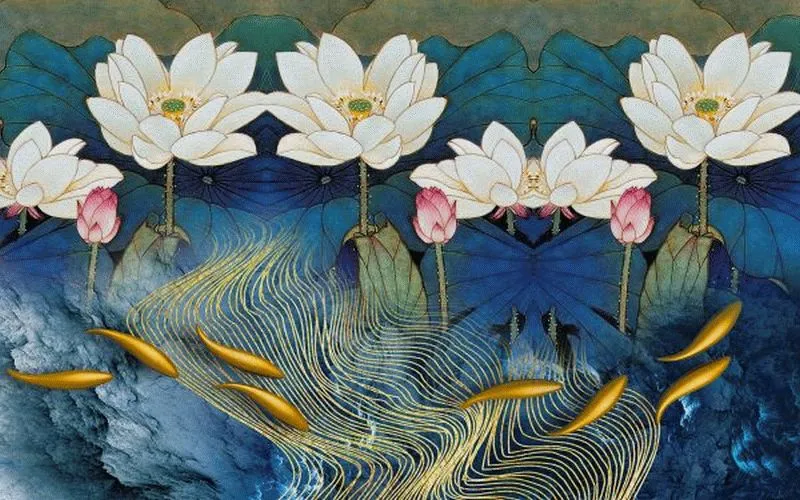 Midnight Lotus Golden Koi