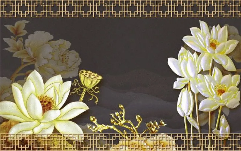 Cream Lotus Gold Border