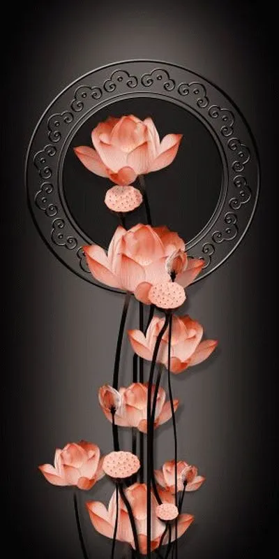 Coral Lotus Black Frame