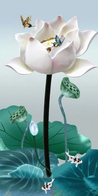 White Lotus Teal Leaves