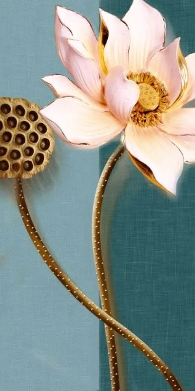 Pink Lotus Teal Panel
