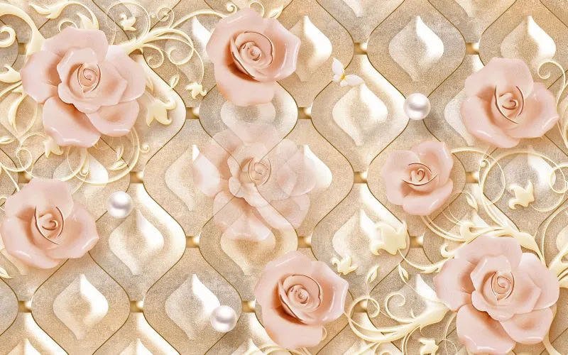 Peach Roses Lattice