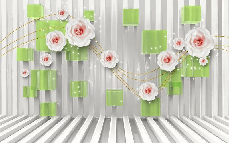 Rose Vine Green Cubes