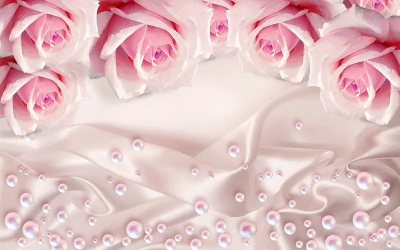 Pink Roses Satin Pearls