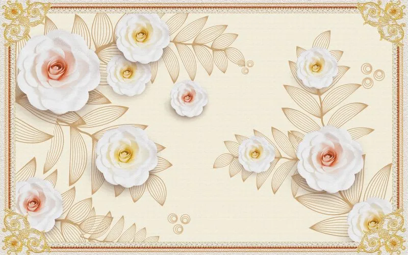 White Rose Leaf Frame