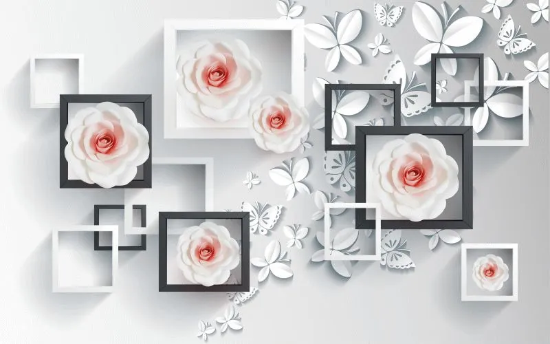 Pink Roses Square Frames
