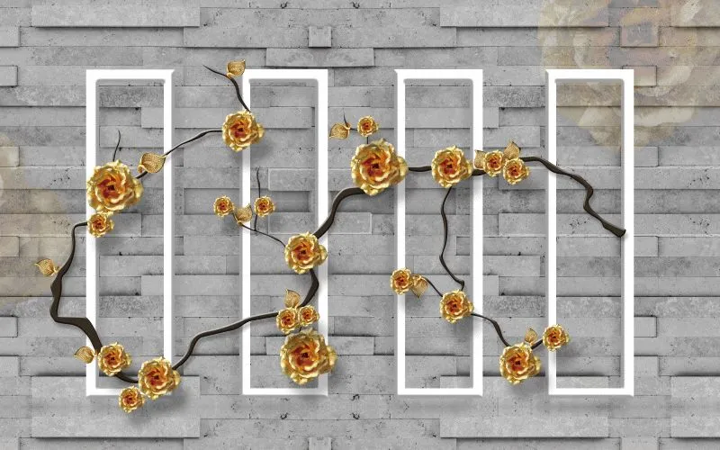 Golden Roses Brick Frames