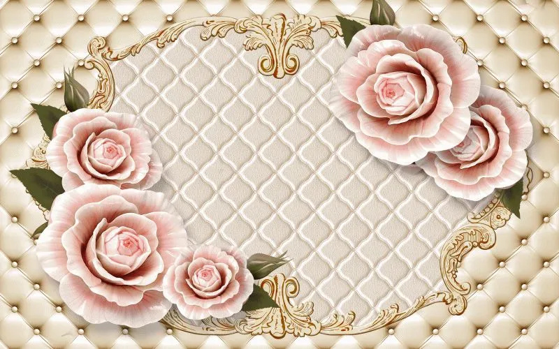 Pink Roses Tufted Frame