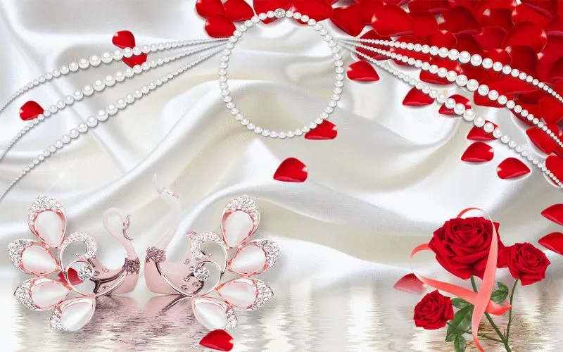 Swan Pearls Red Roses