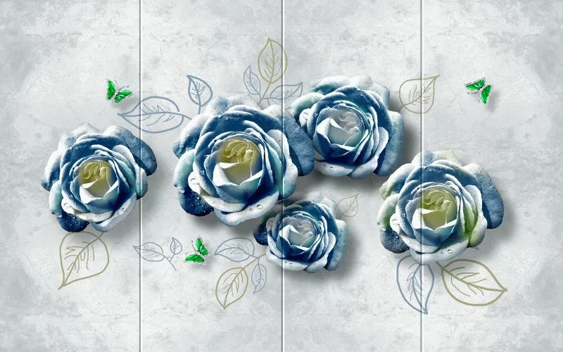 Navy Roses Grey Panel