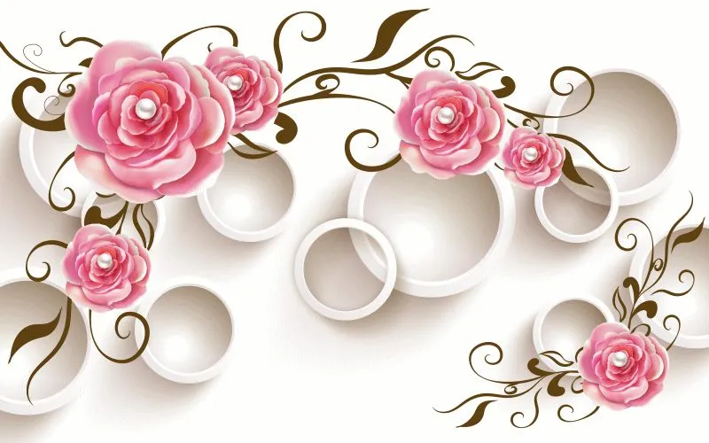 Pink Rose Scroll Rings
