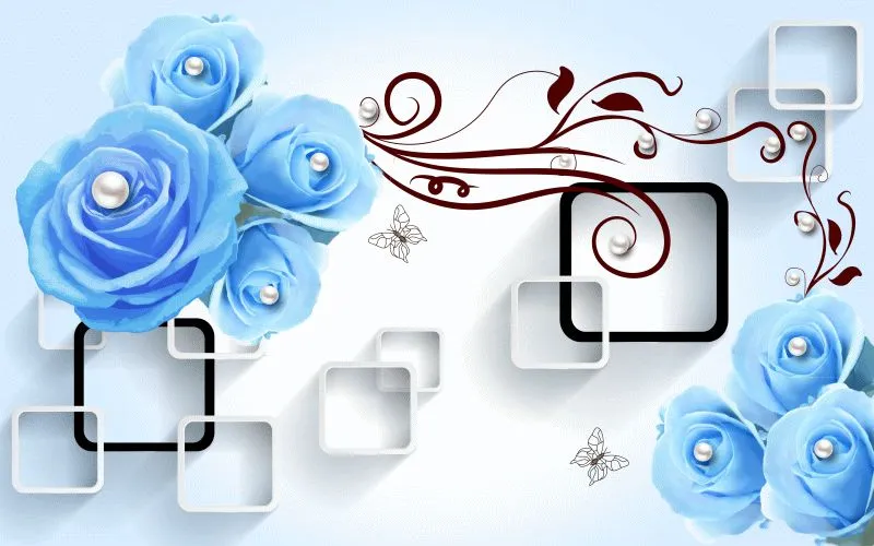 Blue Roses Square Frames