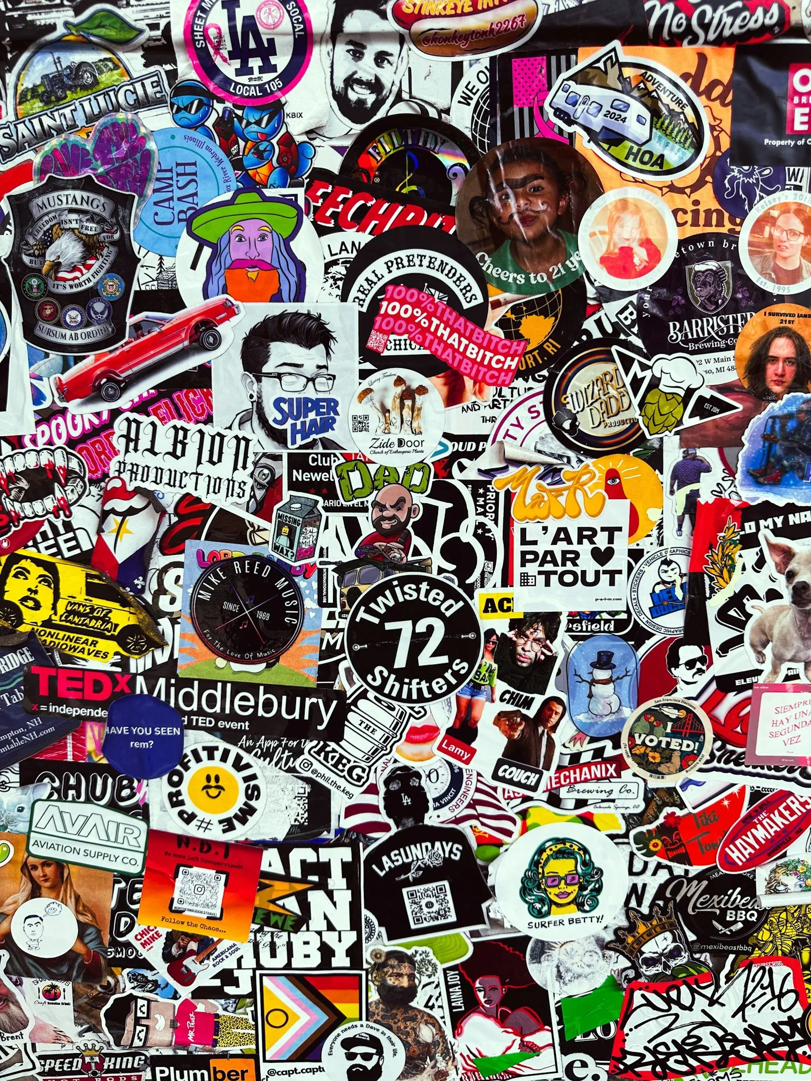 A collage of colorful stickers