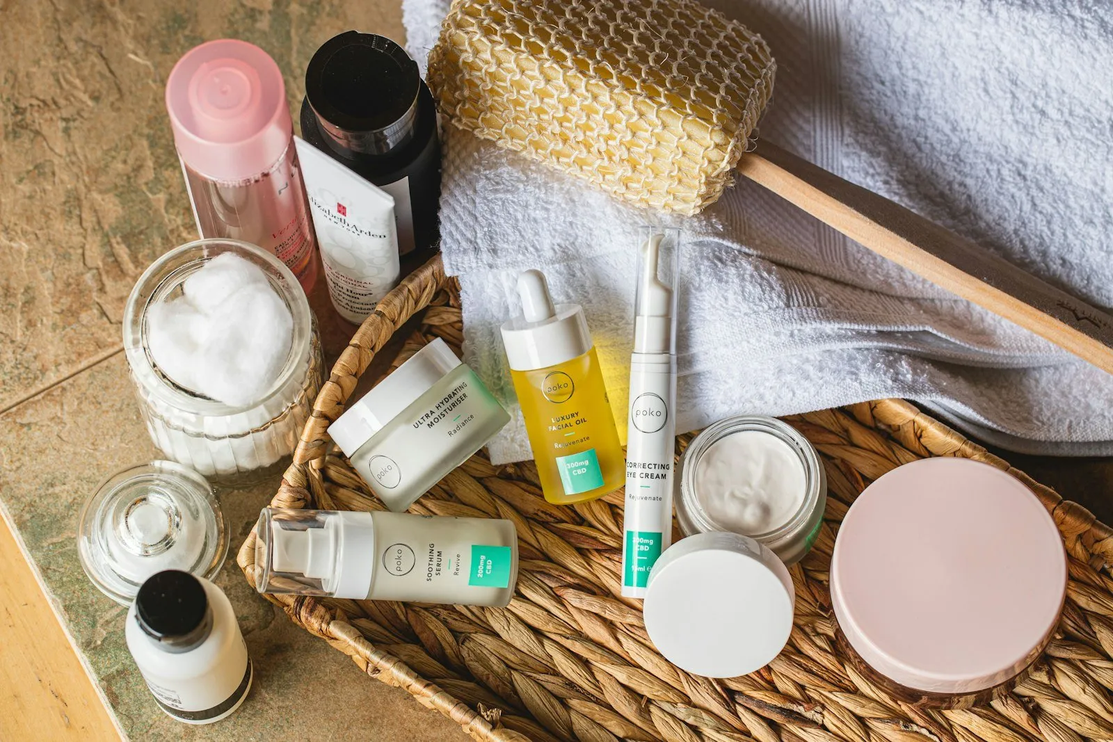 Assorted cosmetic bottles