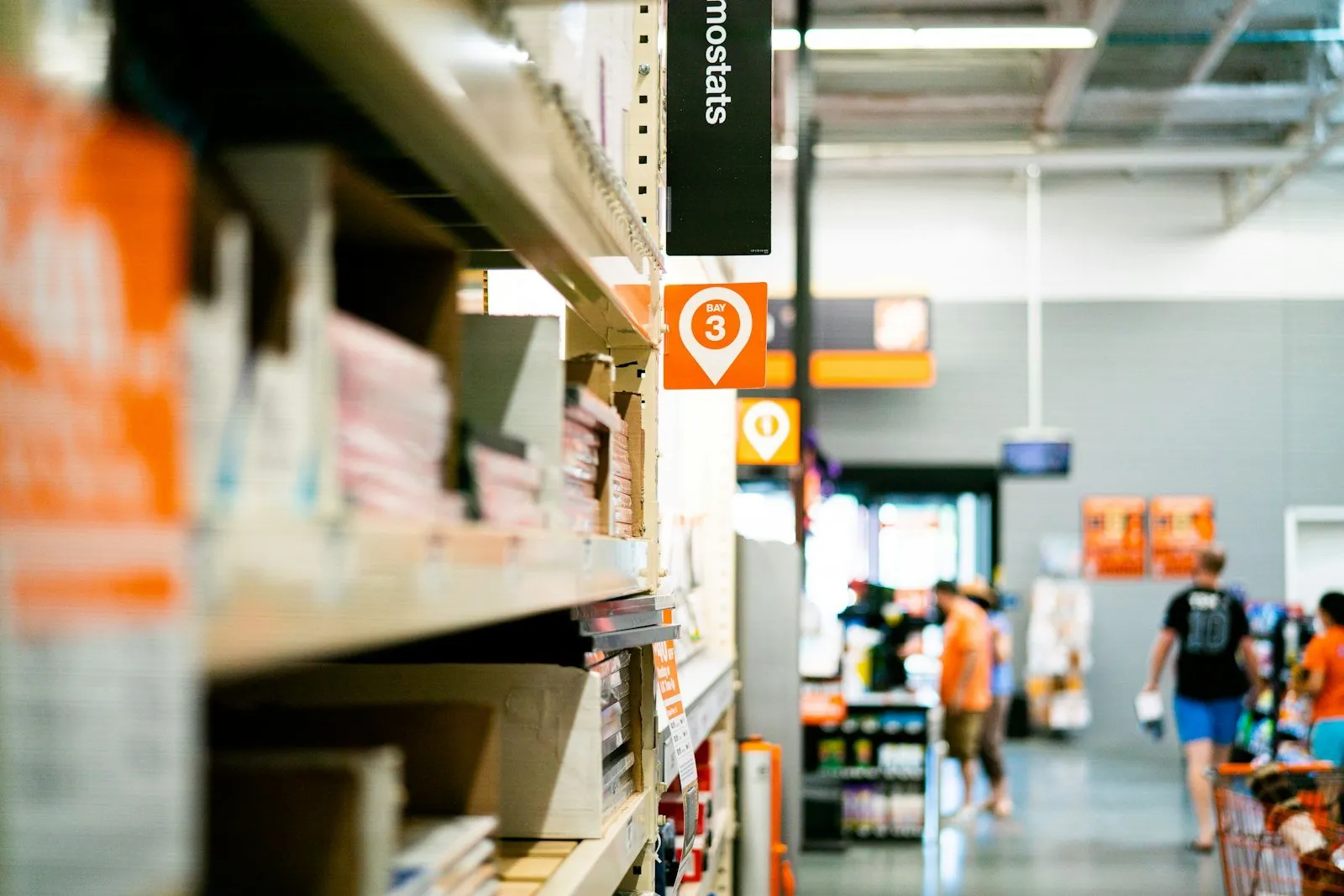 A supermarket shelf full of products