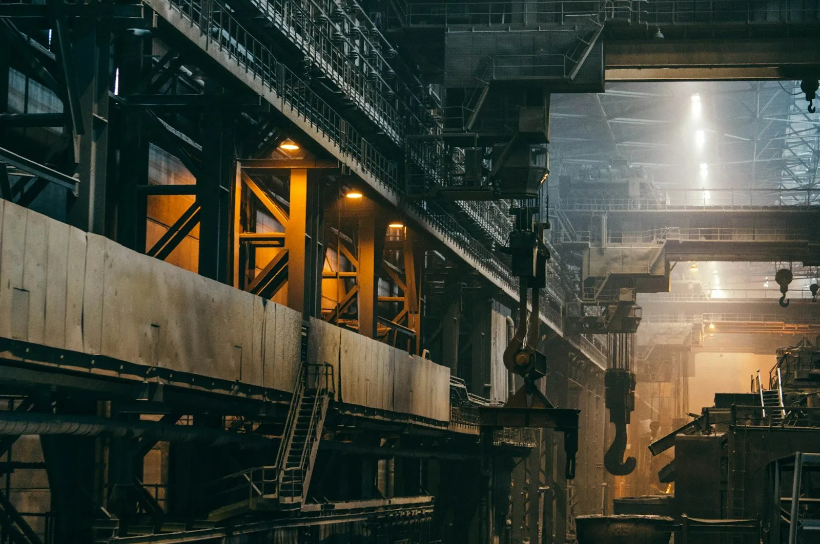 The interior of a large industrial factory