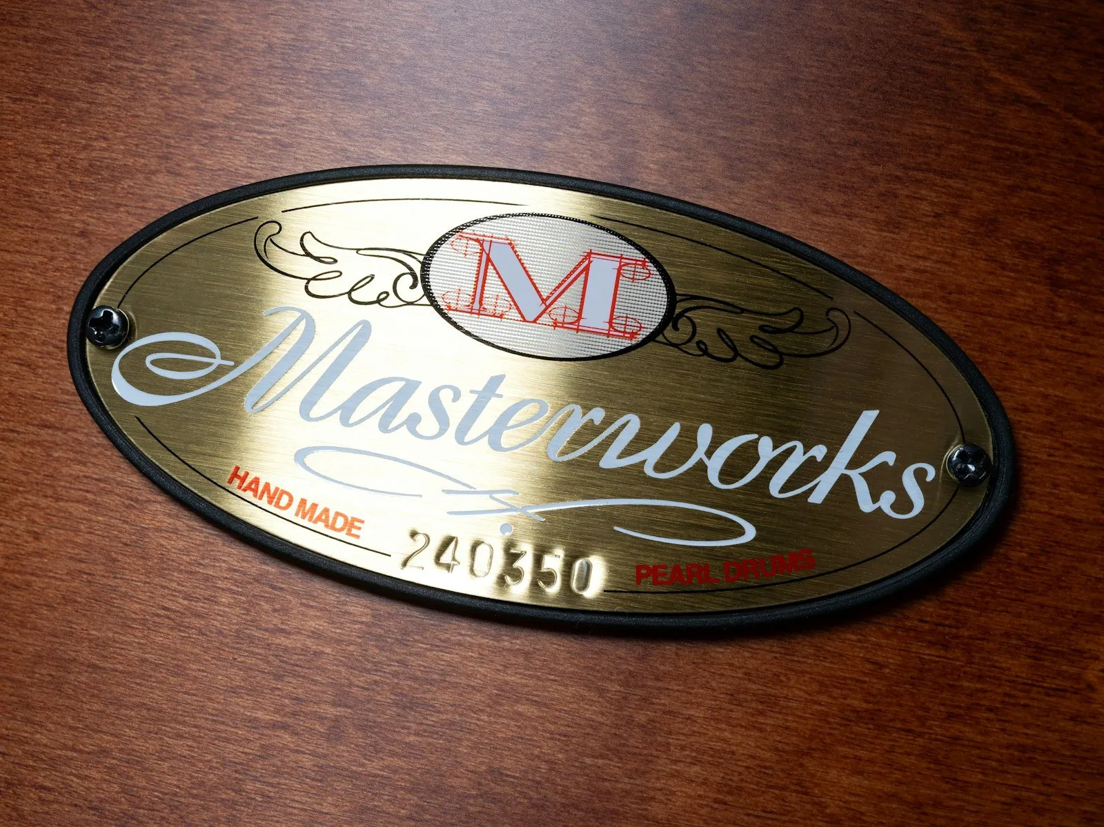 A brass nameplate plaque