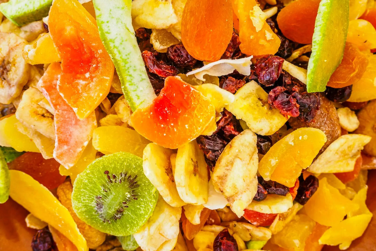 A mixture of dried fruit and nuts