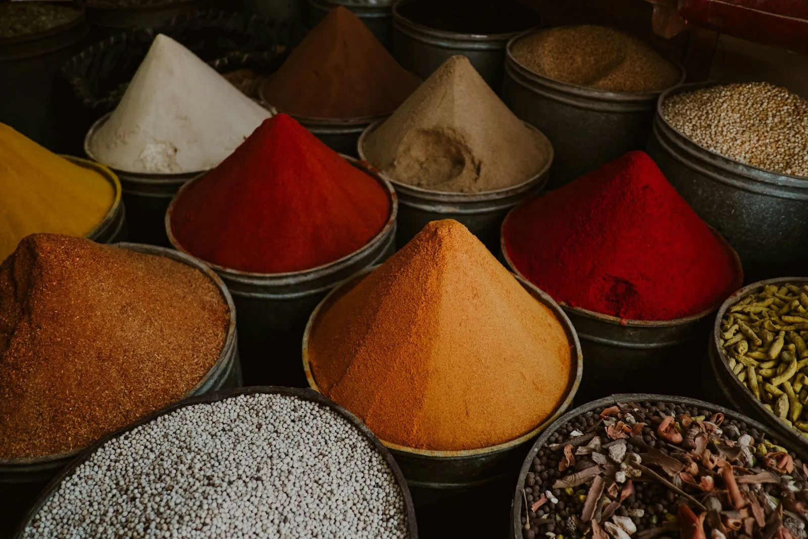 Bowls of colorful spices