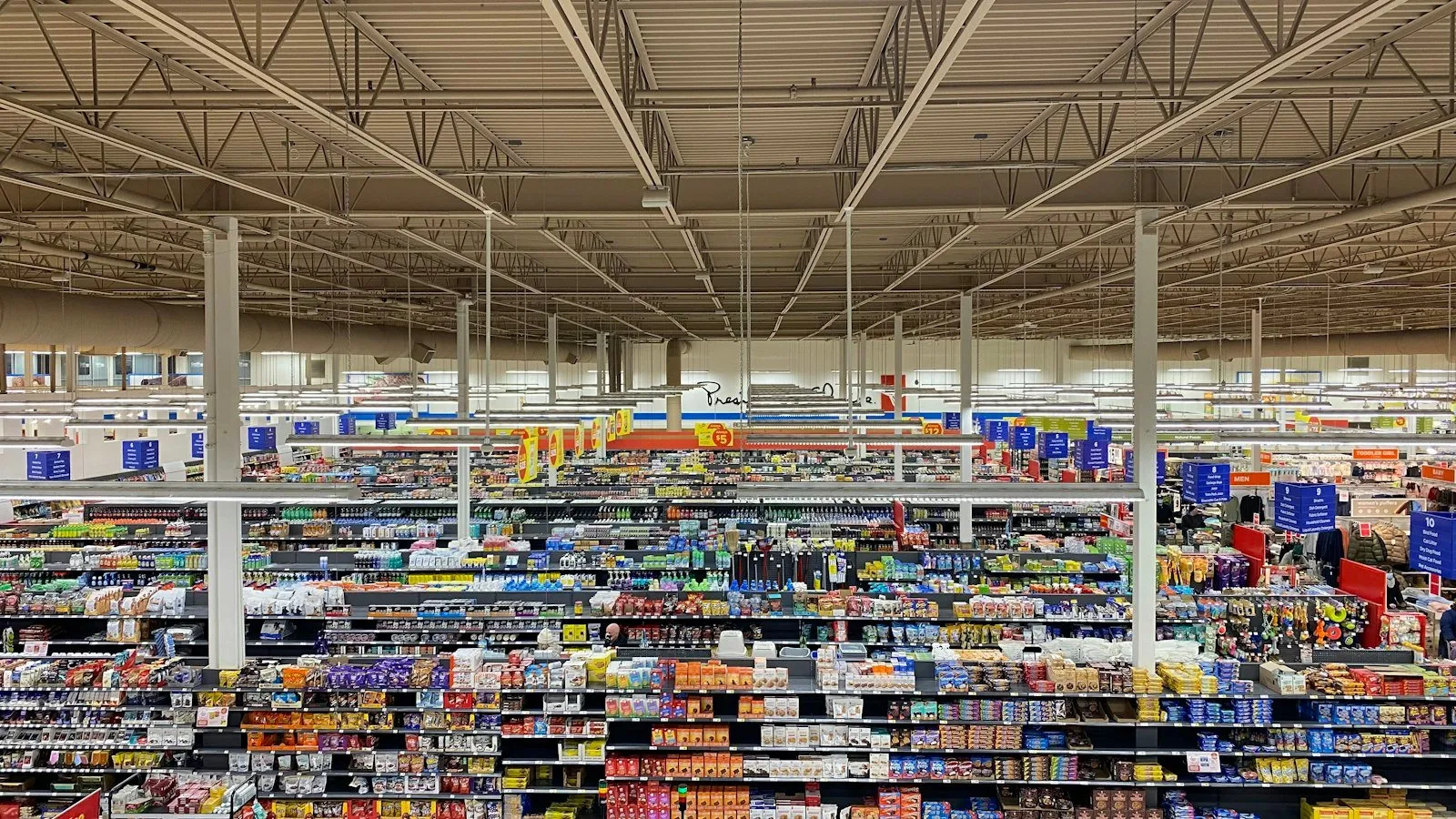 A large grocery store filled with lots of food