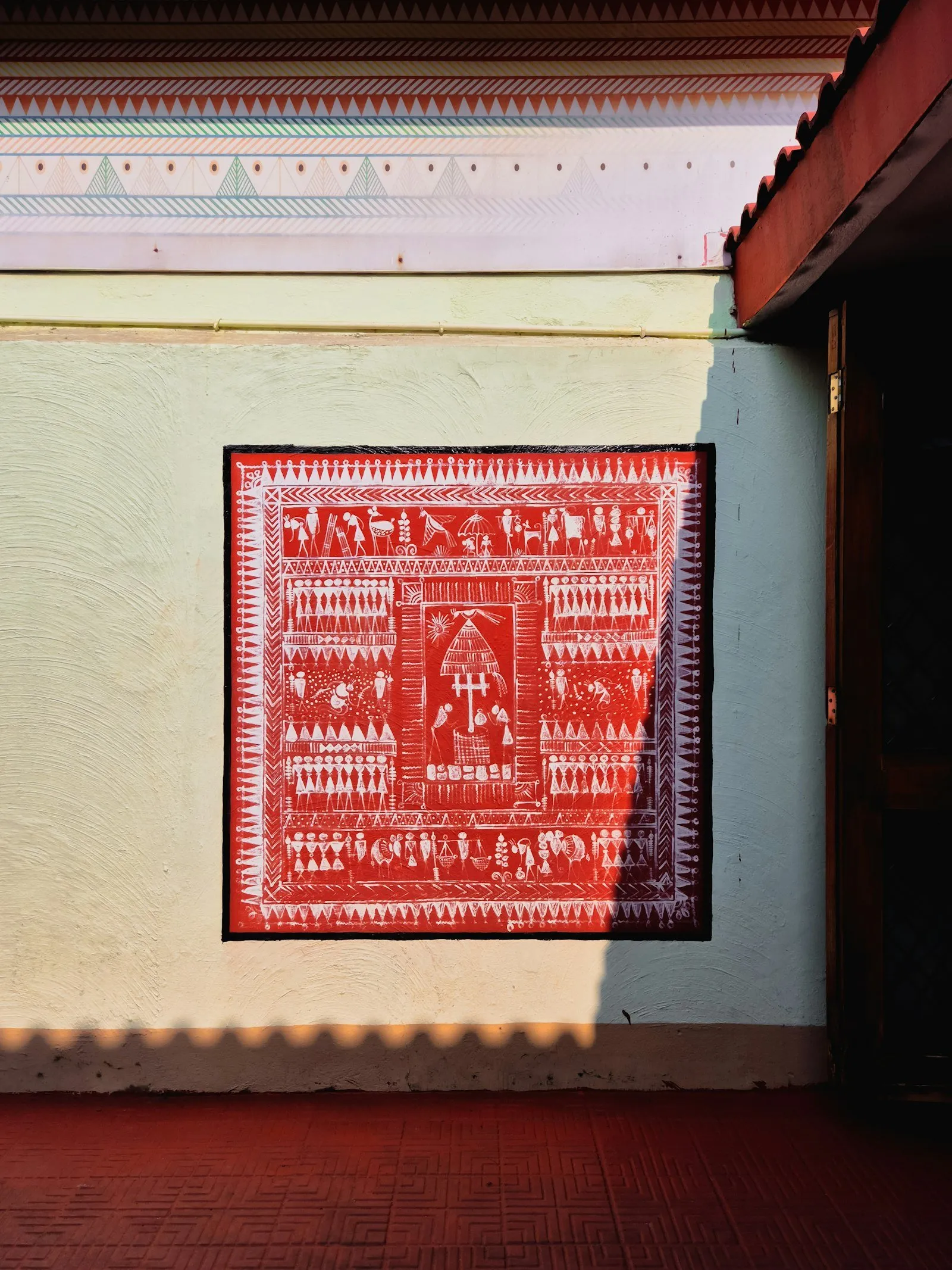 Traditional Indian folk art on a wall